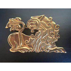 METROPOLITAN MUSEUM OF ART MMA 1990 FIGURAL LION FACE GOLD TONE BROOCH PIN RARE!